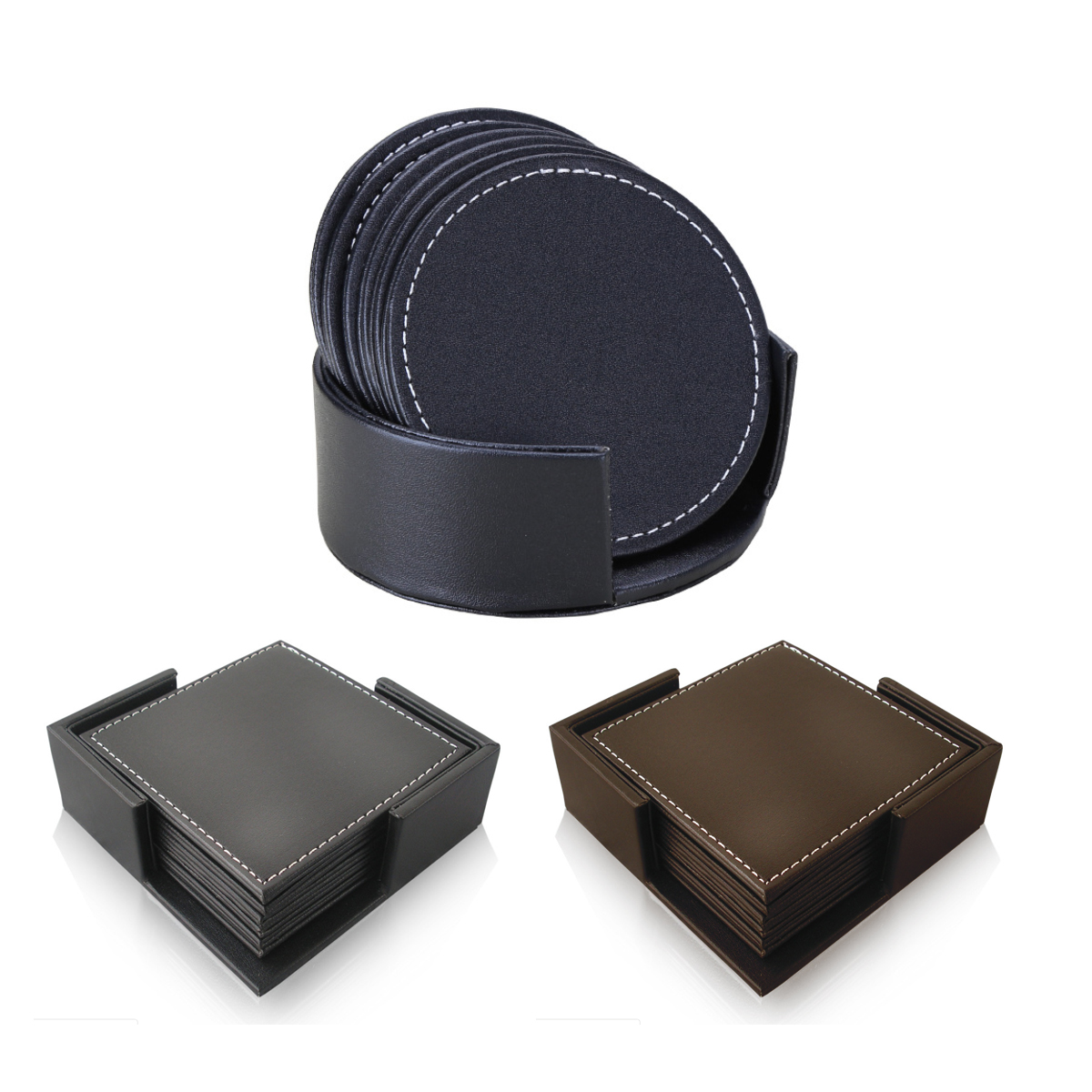 PU Leather Coaster with Holder